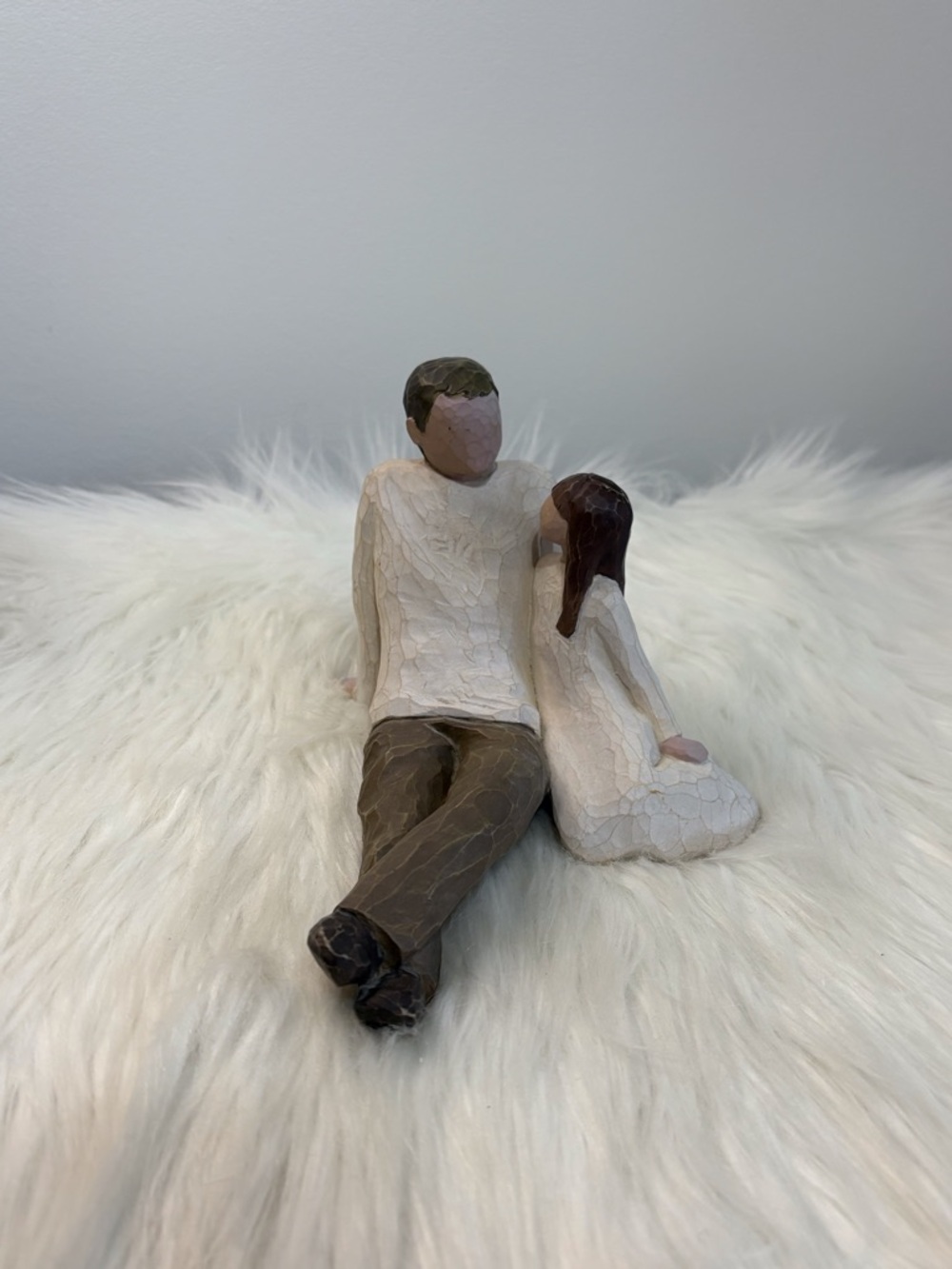 Willow Tree Father and Daughter Figurine in Cream and Brown